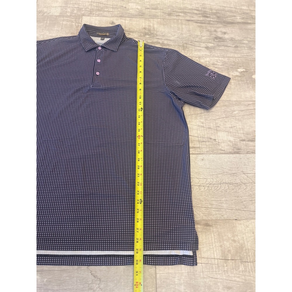 Peter Millar Mens Large Gingham Polo Shirt Summer Comfort Short Sleeve Button Up - Picture 5 of 8